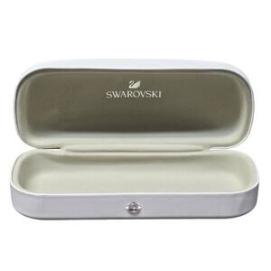 Swarovski White Leather Clamshell Eye Glass Case Clam Shell
